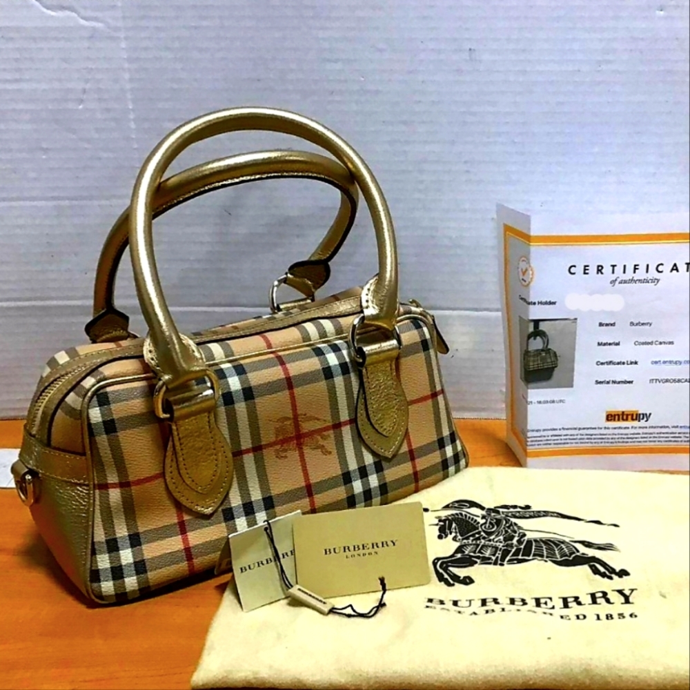 Burberry Prorsum Bennett Gold Coated Canvas Satchel/Boston Bag Great Condition!